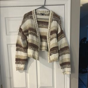 Wild Fable Brown and Cream Chunky Knit Cardigan